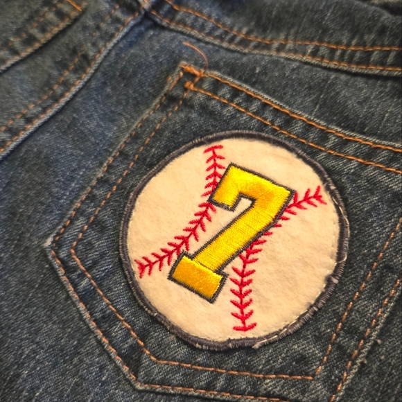 Vintage Y2K early 2000s baseball themed blue jeans - Picture 3 of 4